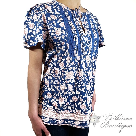 LUCKY BRAND Women's Printed Tie Front Blouse NWT - Picture 4 of 9